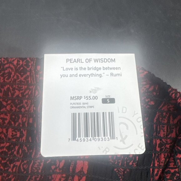 Peace & Pearls Red Black Patterned Wide Leg Soft Pants Elastic Waist-Sz S NEW - Picture 7 of 14
